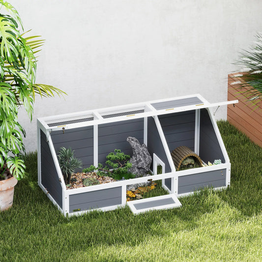 Lauko vėžliukų aptvaras, be dugno dizainas, lengvai atidaromas, vėžliukų namelis, šviesiai pilkas