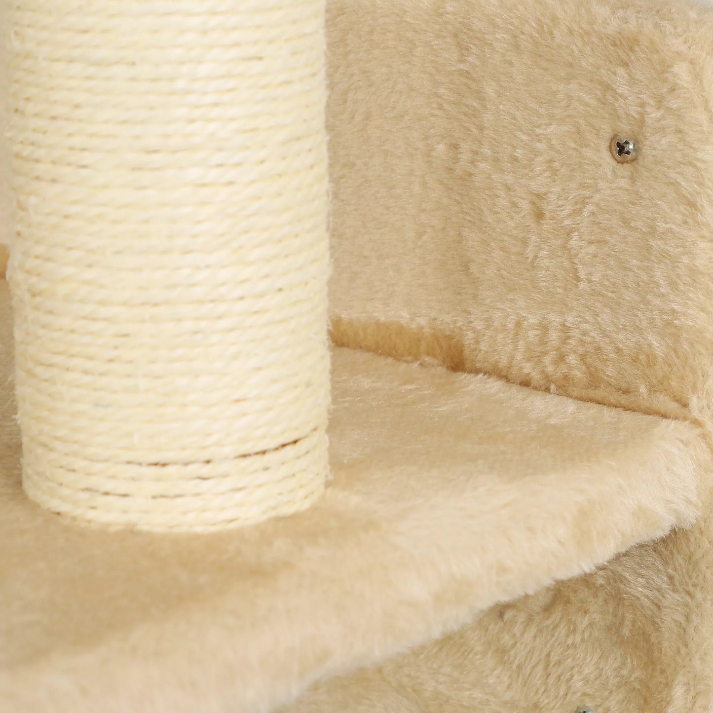 Kačių kopimo sienelės komplektas su draskyklėmis, šokinėjimo platformomis ir žaisliniais kamuoliukais, laipiojimui ir poilsiui, smėlio spalvos