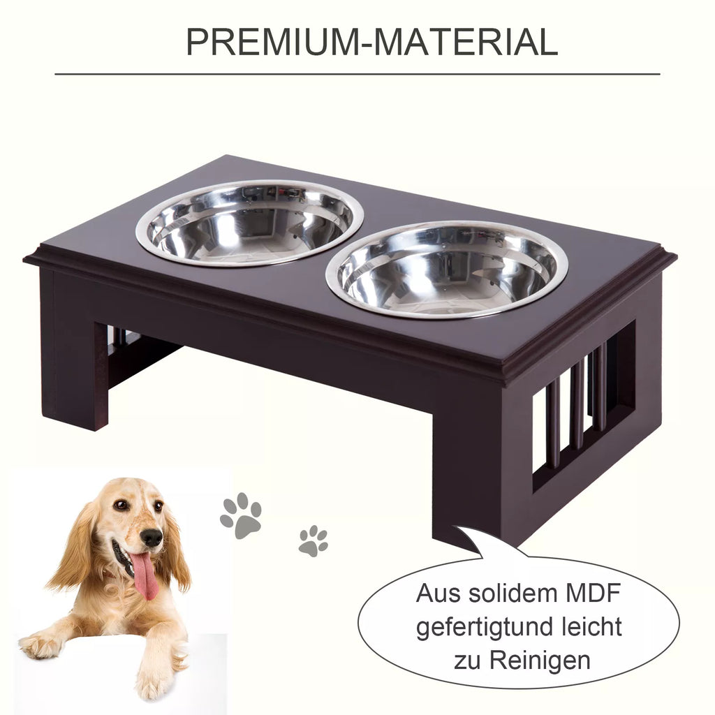 Paaukštinta šunų lesyklėlė su 2 dubenėliais vandeniui ir maistui, 2 x 900ml nerūdijančio plieno dubenėliai, lesinimo stotelė, šunų dubenėliai mažiems šunims, katėms Espresso