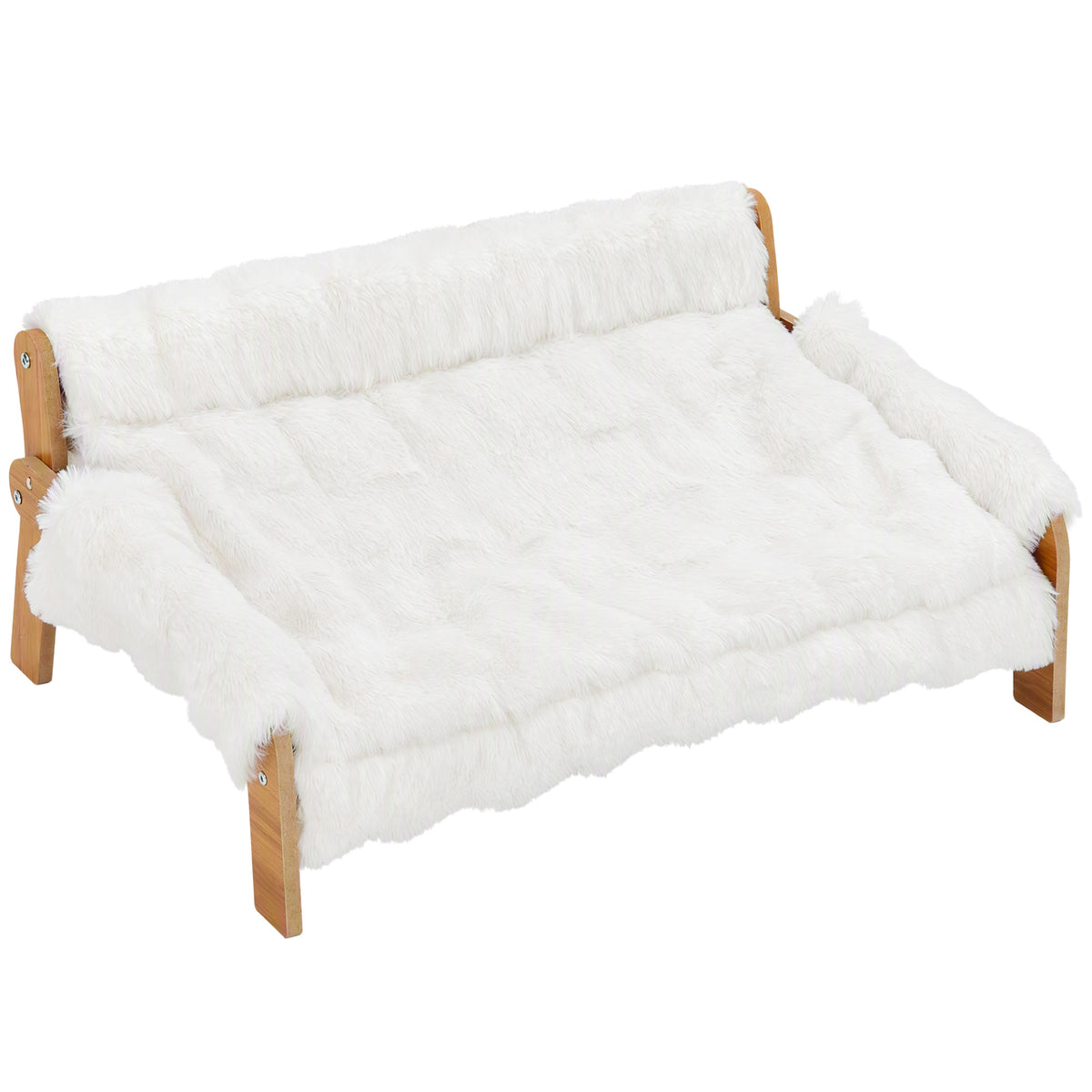 Paaukštinta sofa-guolis katėms ir mažiems šunims, 70x47x30 cm, su nuimamu užvalkalu, katėms iki 8 kg, balta
