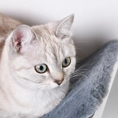 Cat bed on the wall, cat shelf with plush padding, gray, 41 x 28 x 21 cm