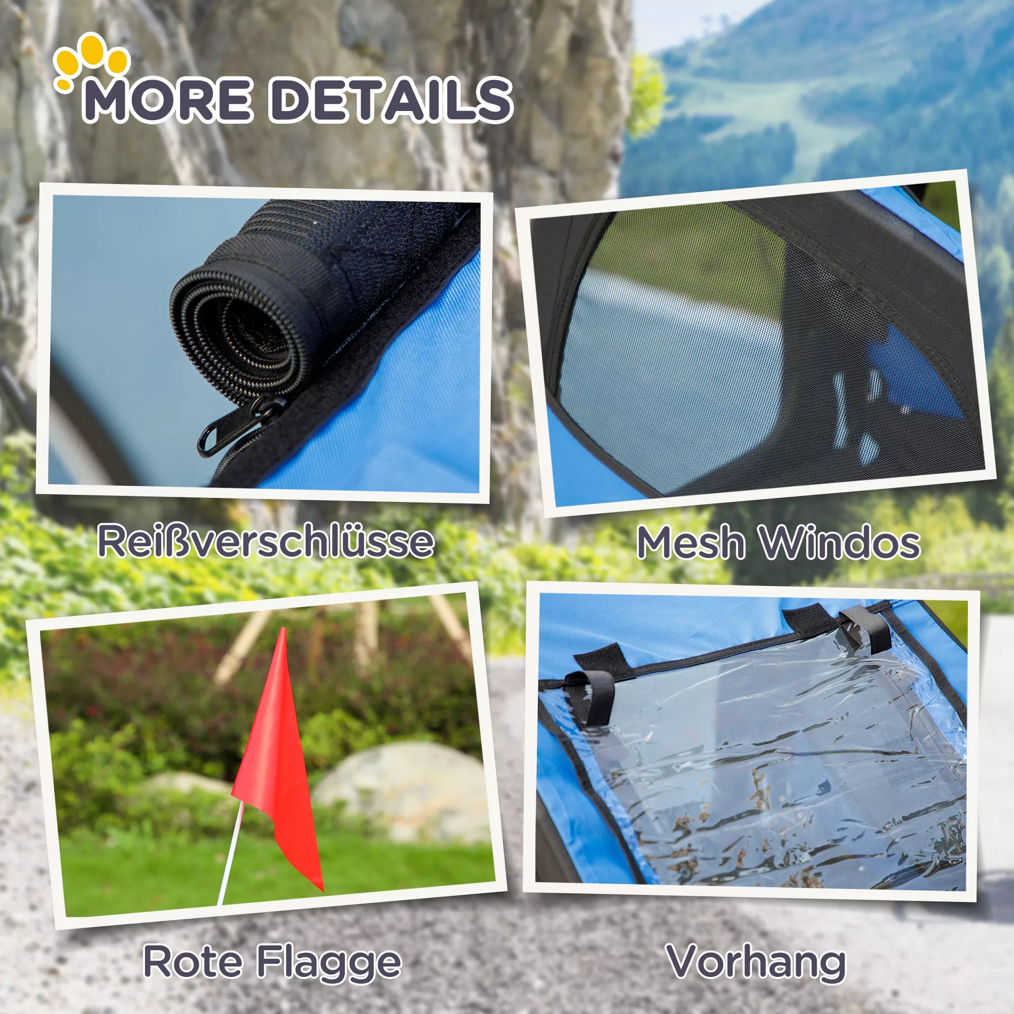 Salokāma suņu velosipēda piekabe, ūdensizturīga, oksfordas audums, tērauds, 140 x 71 x 83 cm, zila