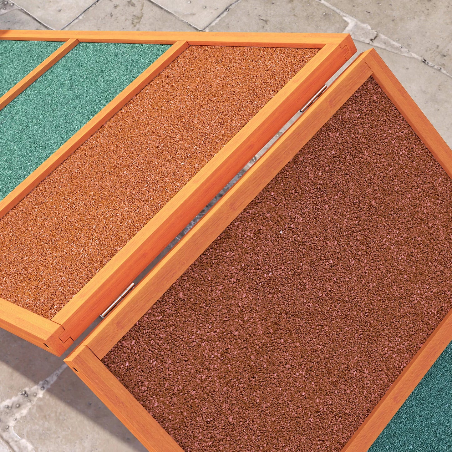 Agility šunų rampos, sulankstoma, reguliuojamas aukštis, neslystanti, eglės mediena, iki 40 kg, 173 x 59 x 66 cm, oranžinė/žalia