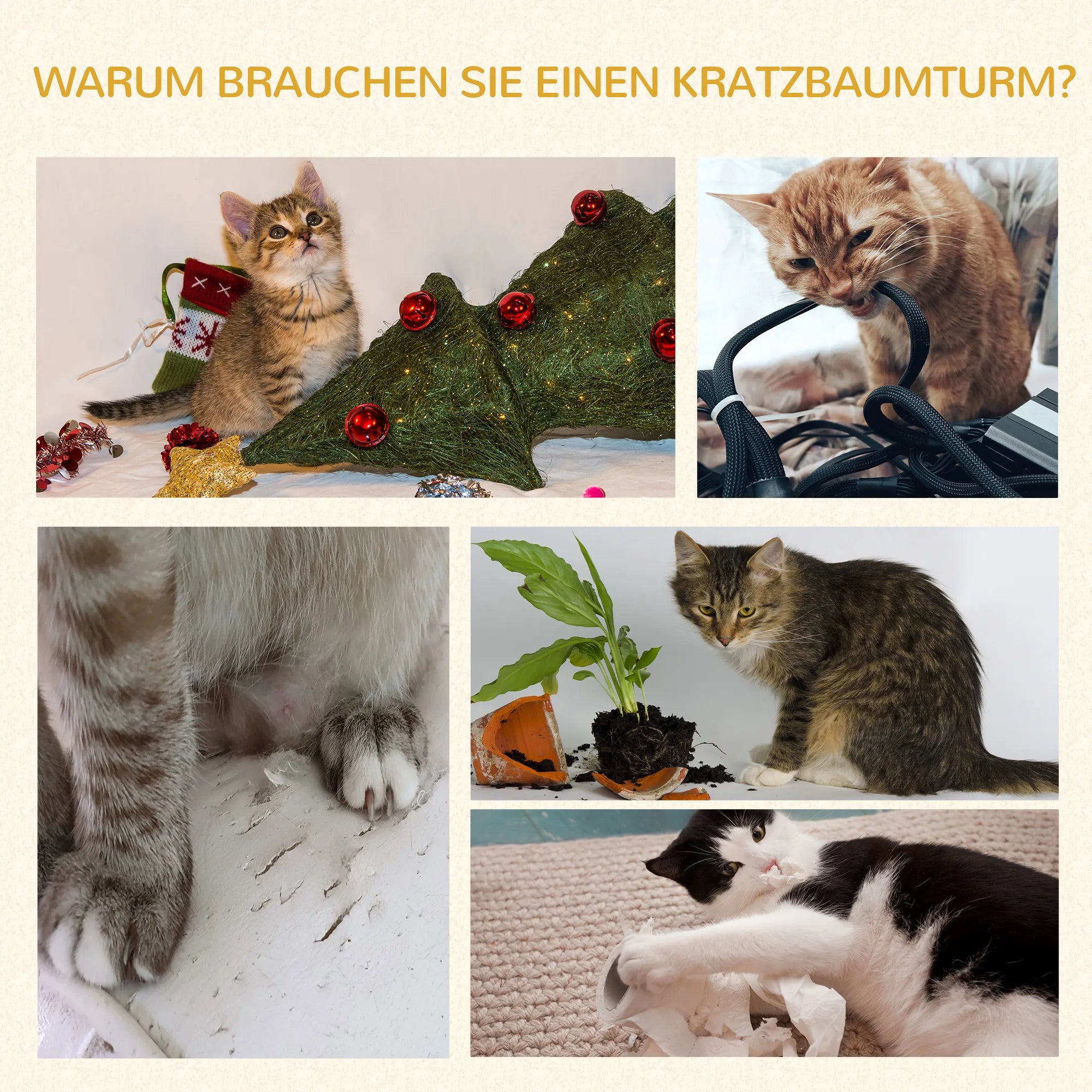 Kaķu māja, kaķu nagu skrāpējamā kaste, kaķu rotaļu tornis, kaķu kāpšanas koks, nagu skrāpējamā kaste ar šūpuļtīklu, pelēka, garums 40 x platums 40 x augstums 132 cm