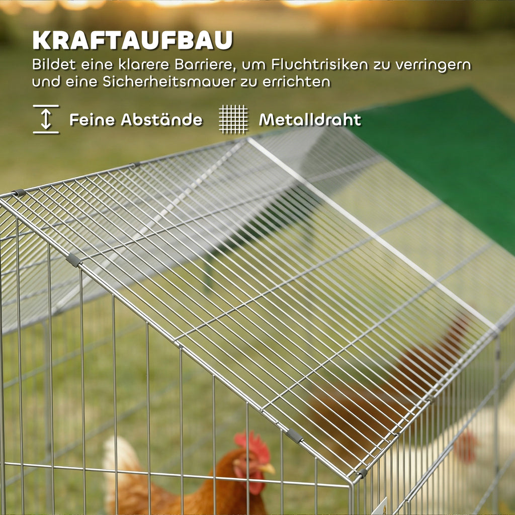 Lauko aptvaras triušiams 180x75x75 cm, su stogeliu ir 2 užsklendžiamomis durelėmis, žalias