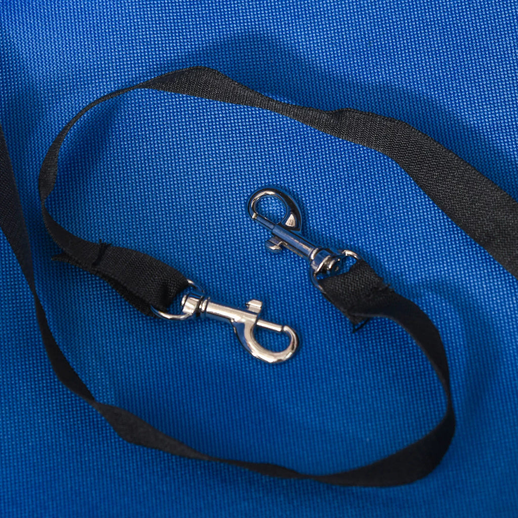 Suņu ratiņi līdz 4 kg, saliekami, ar sieta logu, apakšējo grozu, krūzīšu turētāju, noņemamu jumtiņu, zili, 67 x 45 x 96 cm