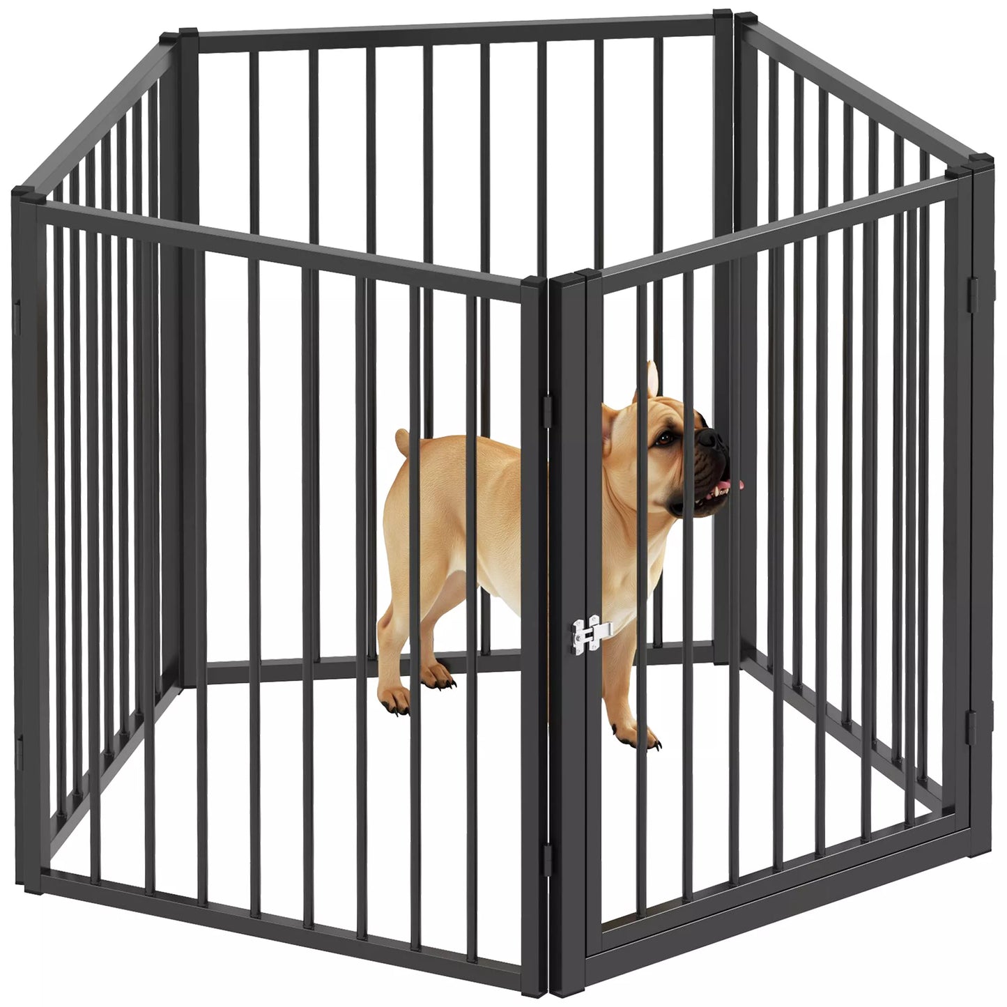 Šunų parkas, gyvūnų parkas, 5 plokštės, nešiojama sulankstoma tvora, saugi, juoda