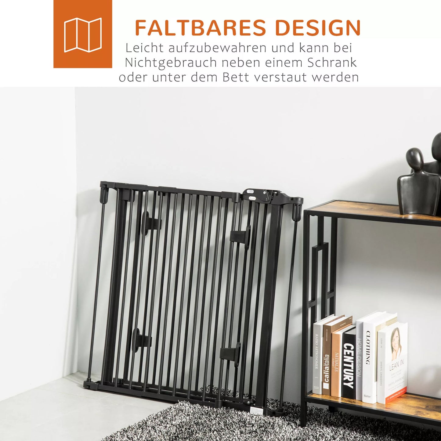 Šunų atitvaras, durų apsauga, naminių gyvūnėlių varteliai, reguliuojami, sulankstomi, židinio varteliai su automatiškai užsidarančiomis durimis, 3 skydeliai, skirti krosniai, montuojami ant sienos/laisvai pastatomi, juodi, 202,5 x 76 cm