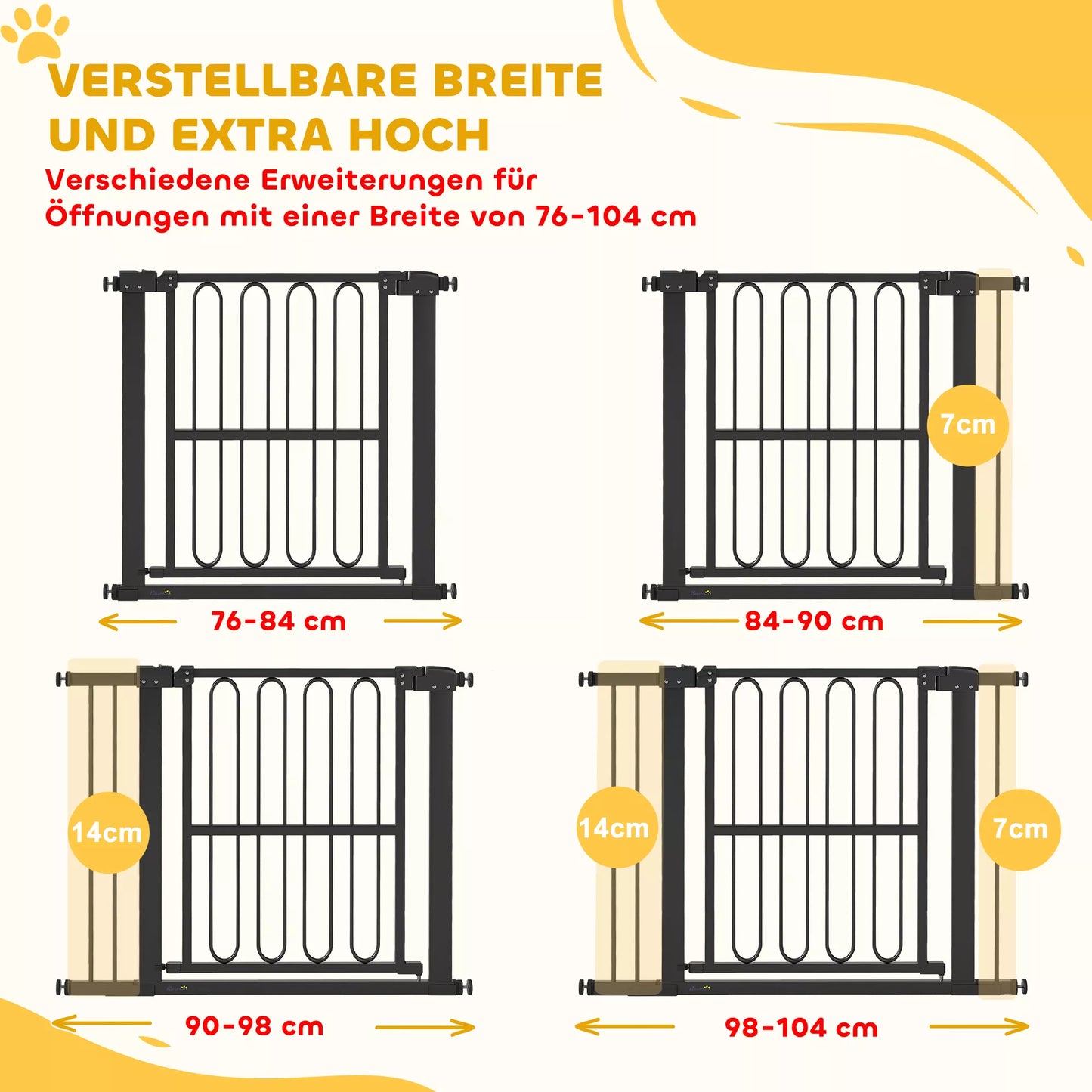 Apsauginiai varteliai šuniui, 76-104 cm, montuojami be gręžimo, varteliai laiptams