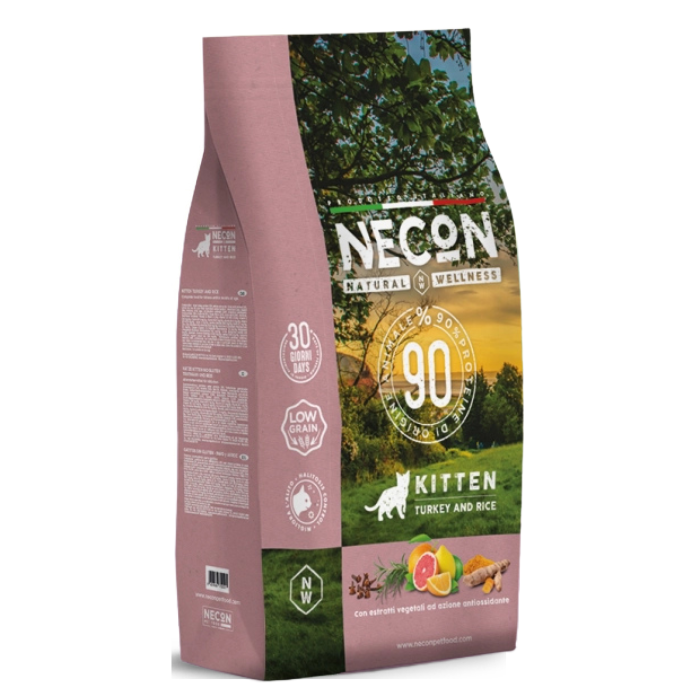 Necon Natural Wellness Kitten sausas maistas kačiukams su kalakutiena ir ryžiais