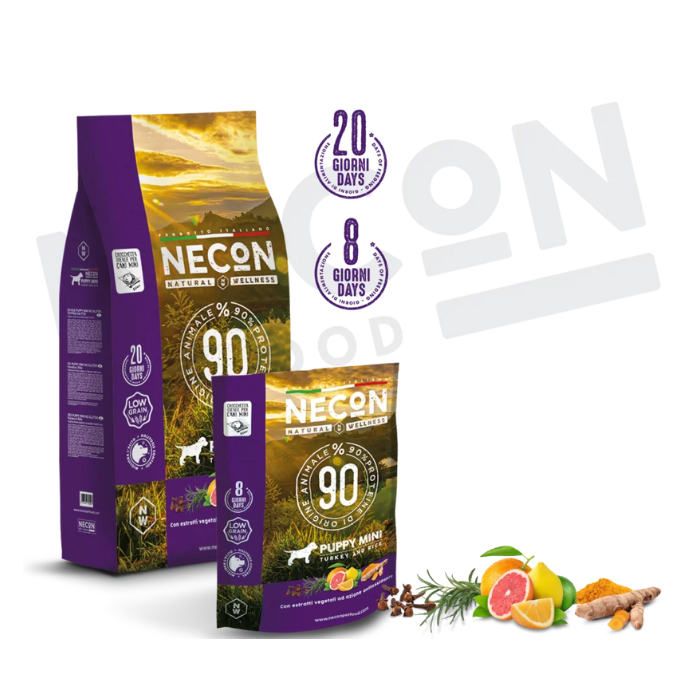 Necon Natural Wellness Puppy Mini sausas pašaras mažų veislių šuniukams su kalakutiena ir ryžiais 2kg