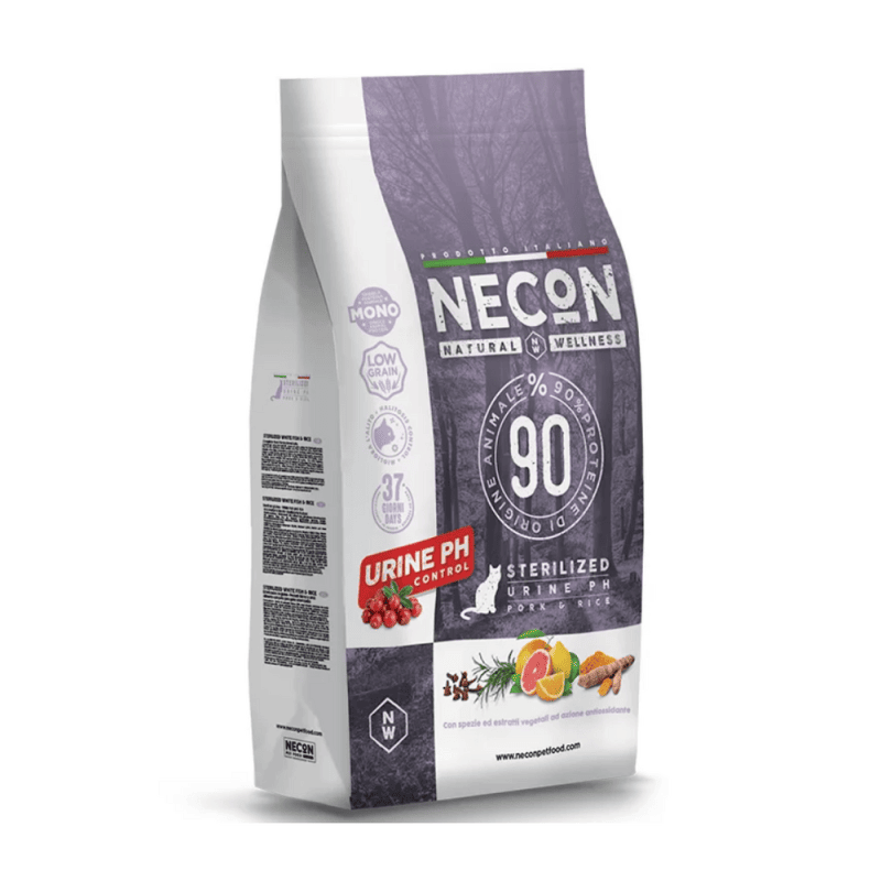 Necon Natural Wellness Urine PH Sausas pašaras sterilizuotoms katėms, šlapimo sveikatos palaikymui su kiauliena ir ryžiais