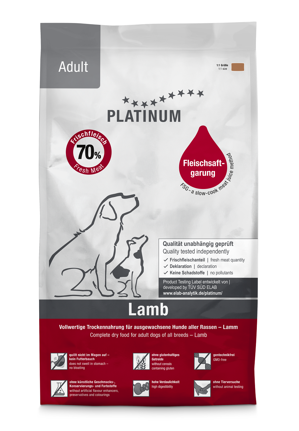 Platinum Adult sausas pašaras šunims su ėriena