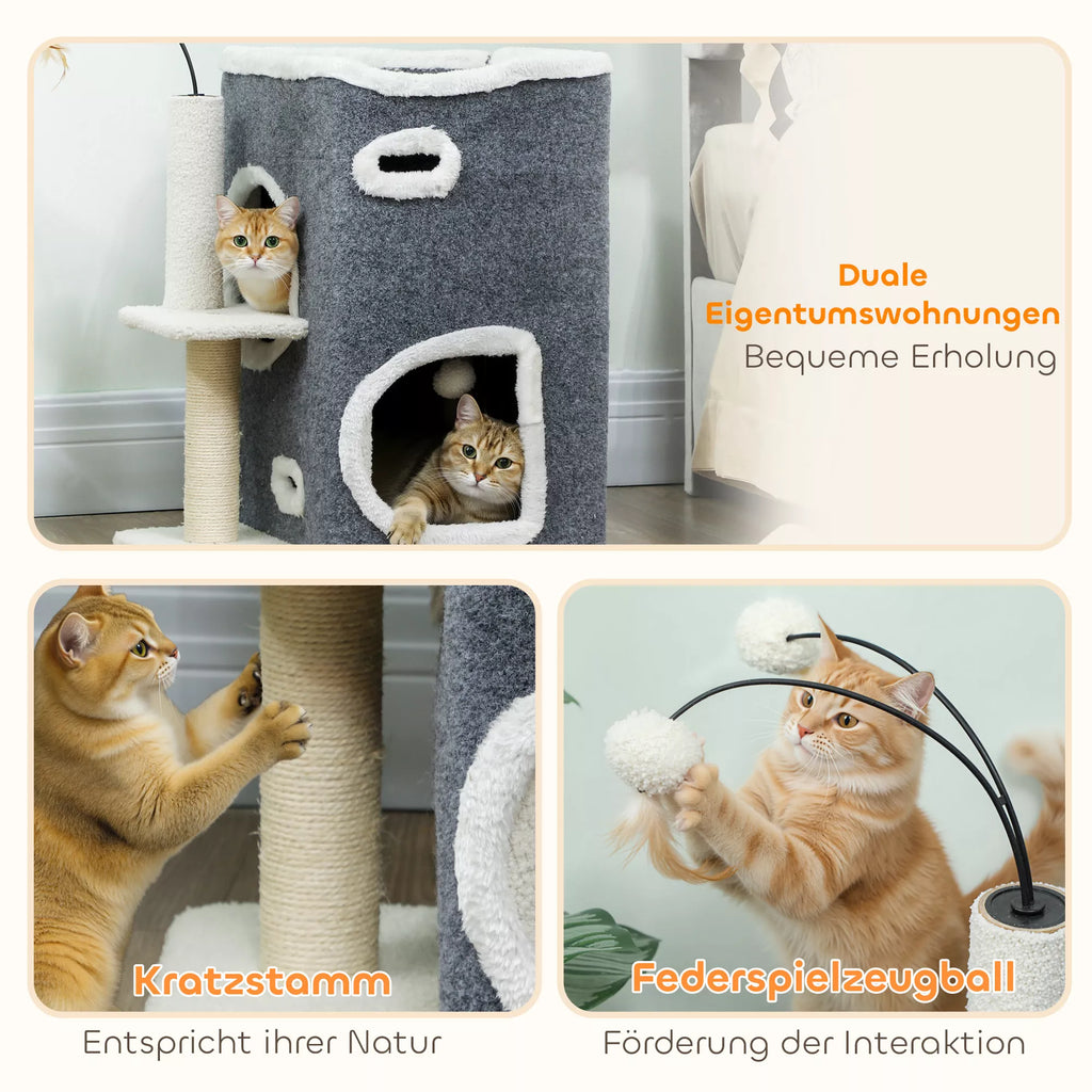 Kačių draskyklė, viršutinė poilsio zona, 2 aukštų namelis, sisaliniai stulpeliai, pilka