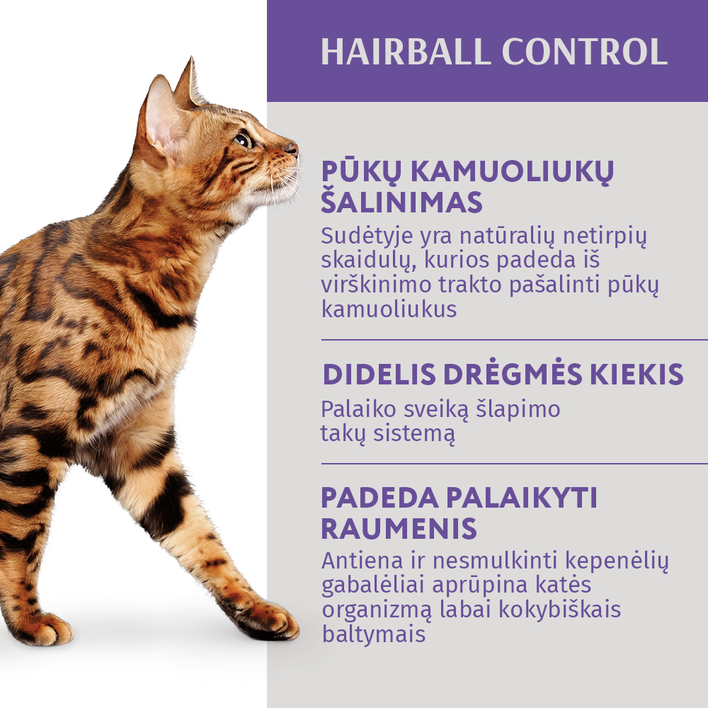 OPTIMEAL™ konservuotas pašaras suaugusioms katėms su antiena ir kepenėlėmis, plaukų sąvėloms šalinti 12x0.085 kg privalumai