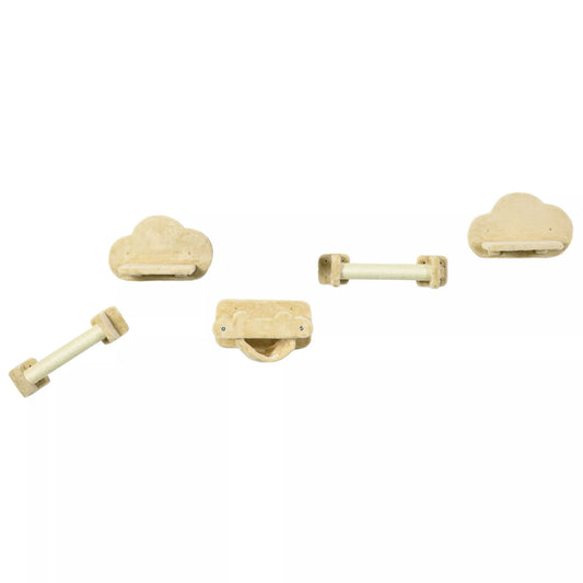 Kačių laipteliai, 5 dalių komplektas, 2 draskyklės, 2 plokštumos su pliušiniu apmušalu, hamakas, smėlio spalvos