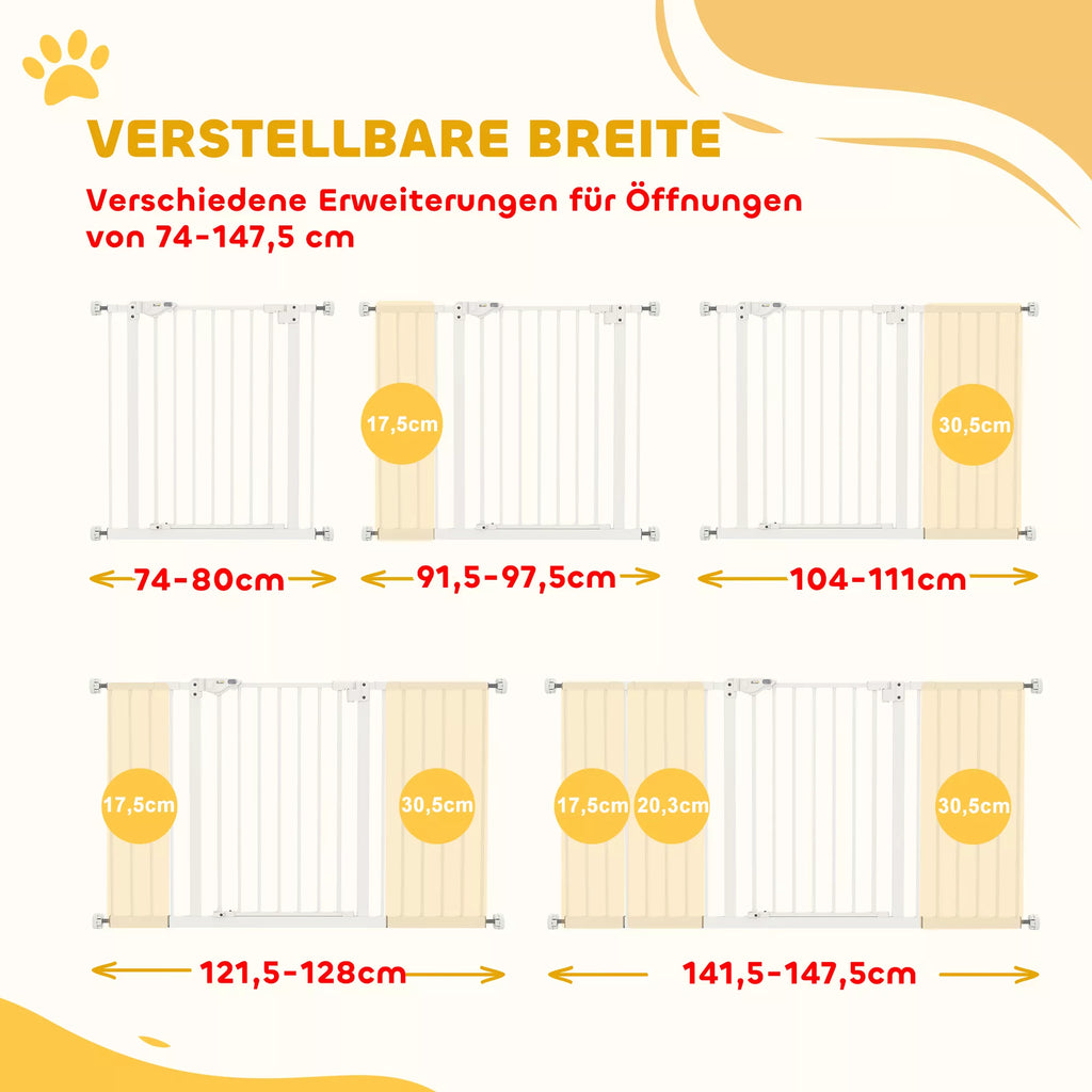 Koeratõke, laiendatav, survekinnitusega, metallist, 136 x 76 cm, valge
