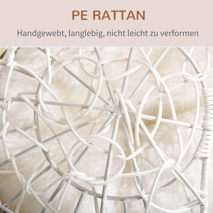 PawHut rotanga kaķu gulta/māja ar spilvenu, paaugstināts dizains, mājdzīvnieku gulta, krēmbalta, Ø45 x 57A cm