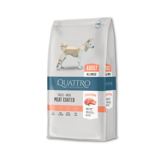 Quattro Extra salmon Sausas pašaras visų veislių suaugusiems šunims su lašiša