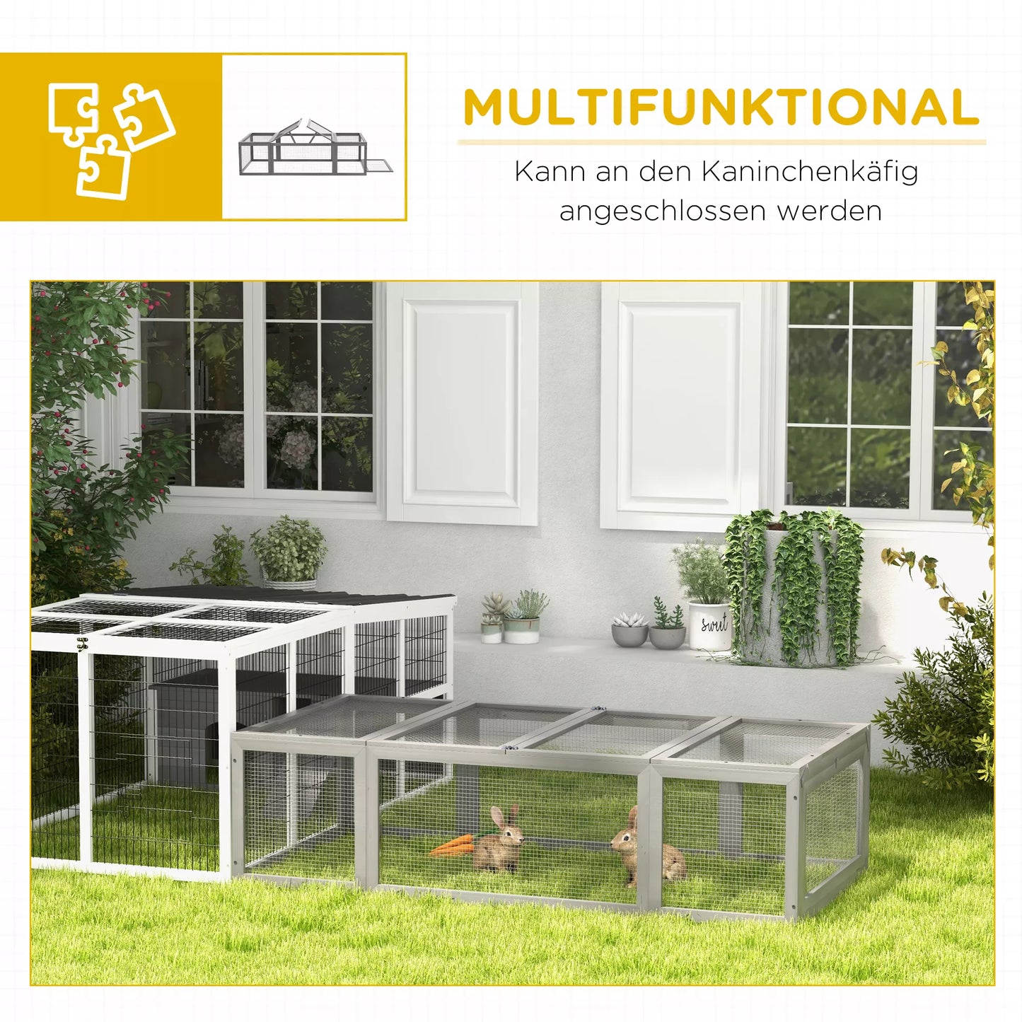 Pawhut Aptvaras smulkiems gyvūnams, atlenkiamas stogas, eglės mediena, pilkas