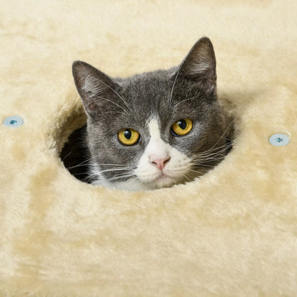 Katės draskyklė su kačių guoliu, ilsėtuvės platforma, žaidimų kamuoliuku, 45x40x74cm, smėlio spalvos