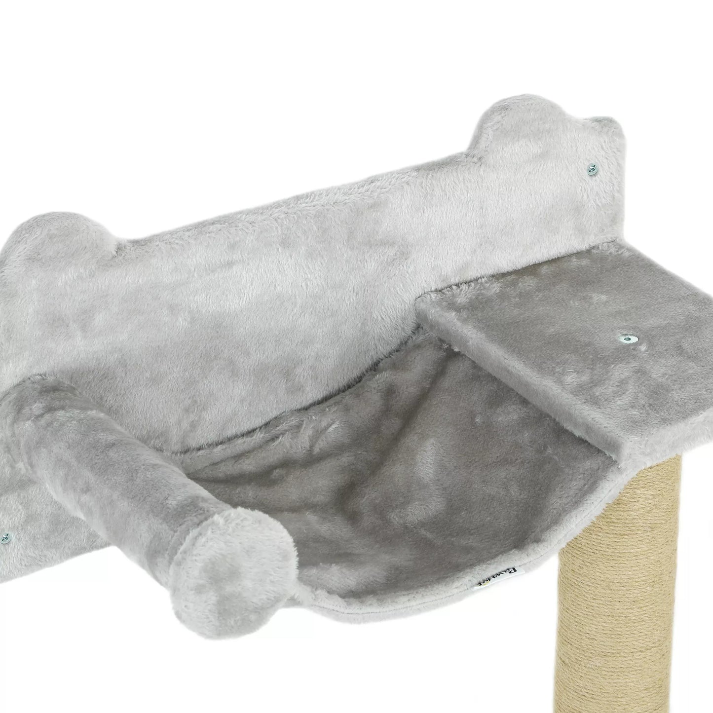 5 dalių sieninis laipiojimo komplektas naminiams kačiams su draskykle, draskymo kilimėliu, kačių lova, žaisliniais kamuoliukais, šviesiai pilkos spalvos