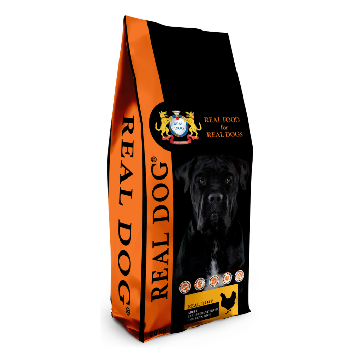 Real Dog Adult Large-Giant Breeds su vištiena ir ryžiais 20kg