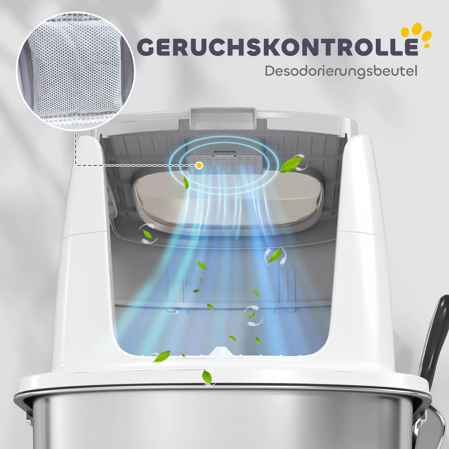 Uždaras nerūdijančio plieno kačių tualetas su durelėmis, kvapų maišeliais ir samteliu