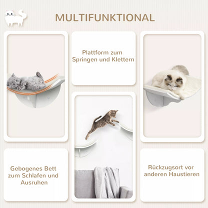 Cat shelf, wall-mounted, soft lying surface, up to 10kg, 41x28x21cm, white