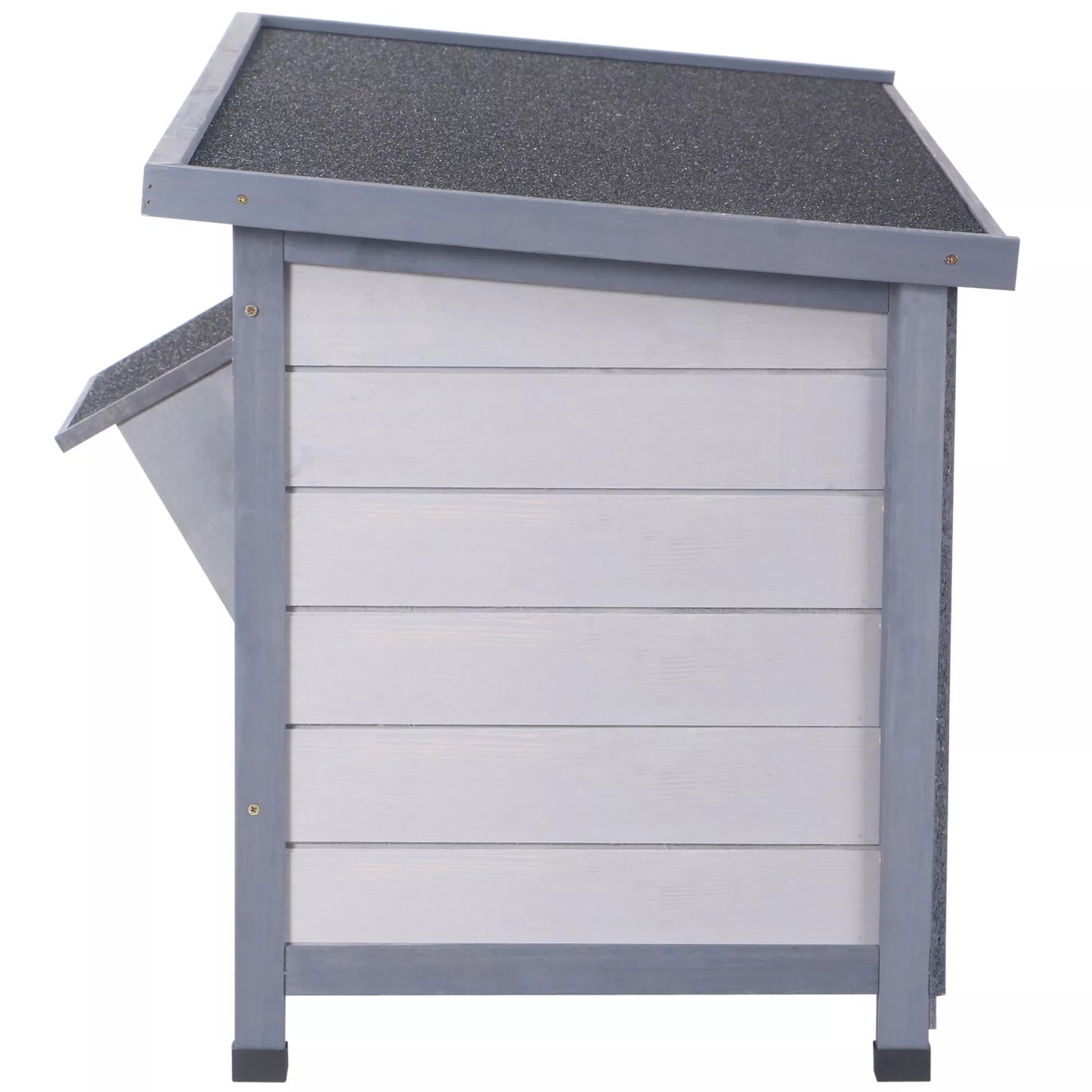 Medinis lauko narvas triušiams ir jūrų kiaulytėms, žieminis namelis su bituminiu stogu, 112x50x54 cm, pilkas/juodas