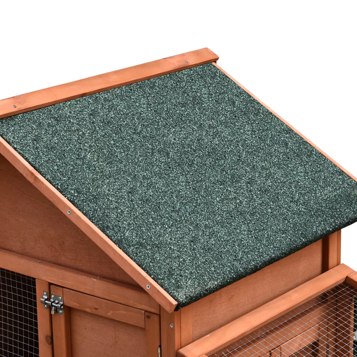 Mažų gyvūnų narvas Mažų gyvūnų narvas su asfaltiniu stogu Laisvai judamasis aptvaras Dviaukštis Eglės mediena Natūralus 144 x 64,5 x 100 cm