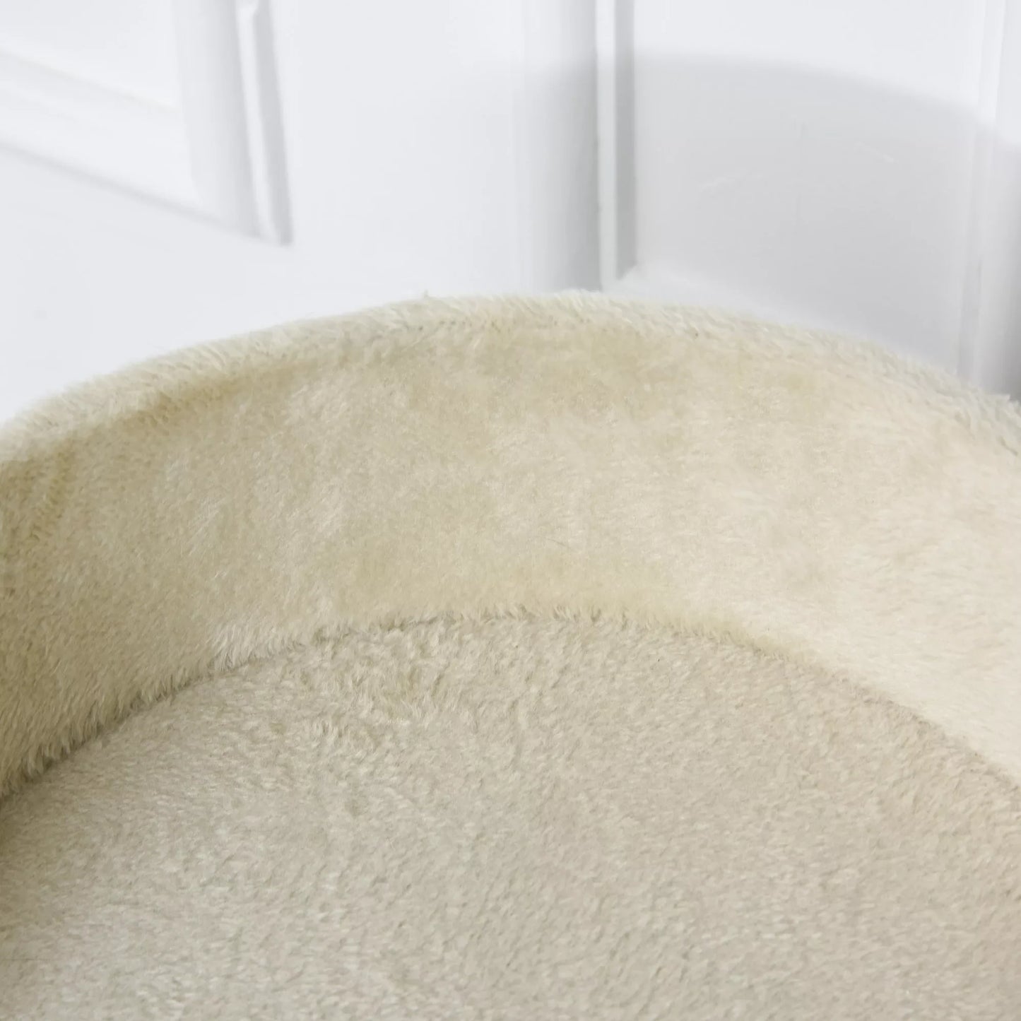 Kačių draskyklė, katės lova, katės krepšelis, su žaisliniu kamuoliuku, 40 cm x 40 cm x 49 cm, natūrali + kreminė balta