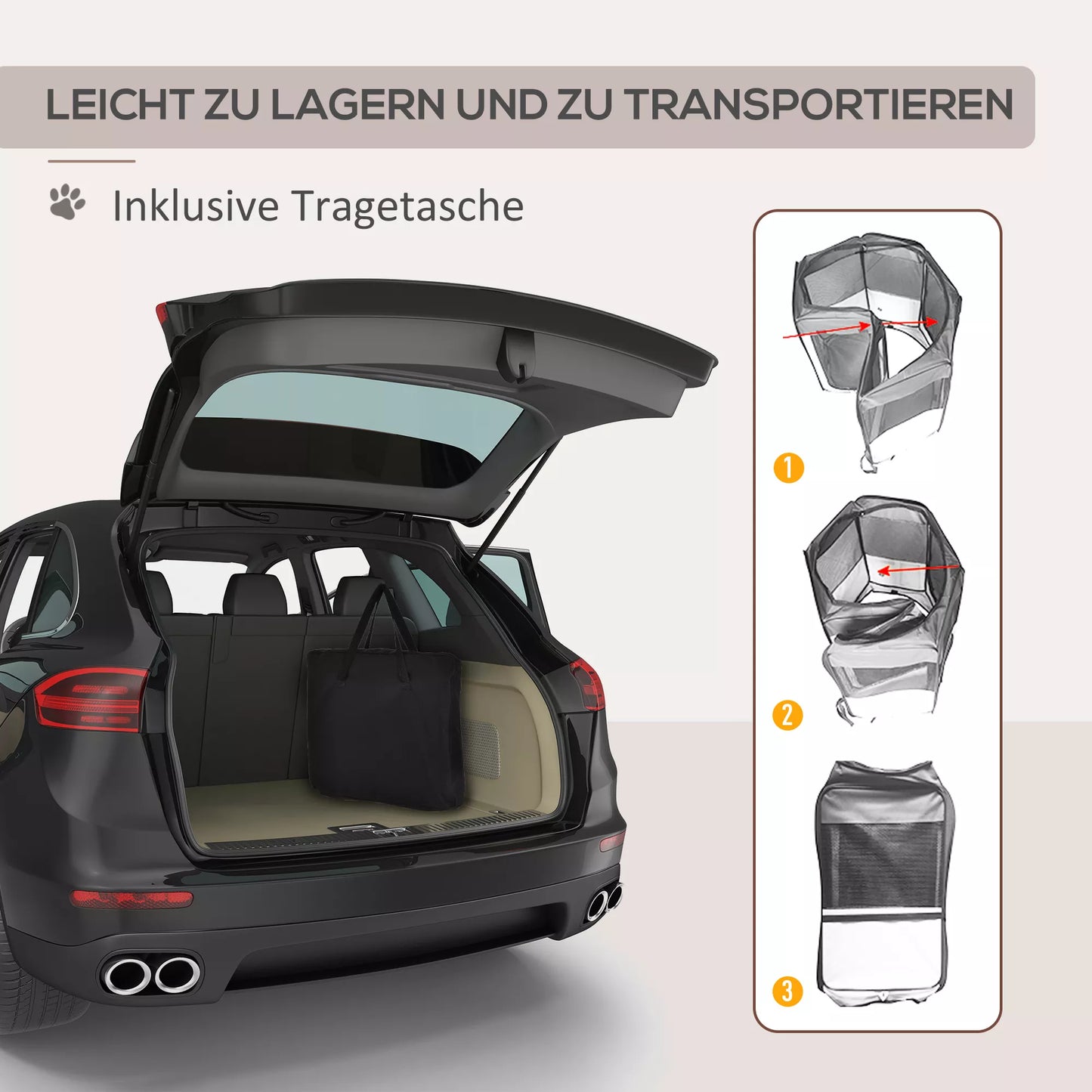 Šuniukų aptvaras, sulankstomas šuniukų aptvaras su tinkliniu dangčiu, aptvaras šunims, katėms, smulkiesiems gyvūnams, šunų aptvaras iš kvėpuojančio tinklo, skirtas butui, Ø120 x 58H cm  Juoda+kreminė balta