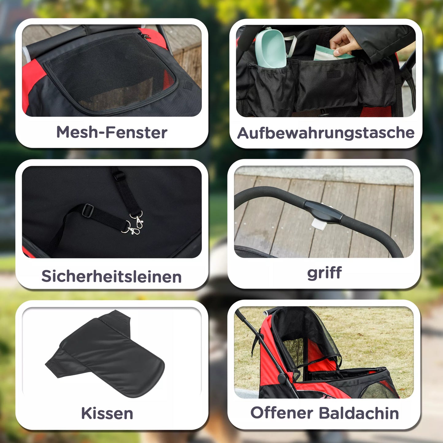 Šunų vežimėlis, sulankstomas šunų vežimėlis dideliems šunims, keturratis naminių gyvūnų vežimėlis, saugos diržai, stabdžiai, juodos spalvos