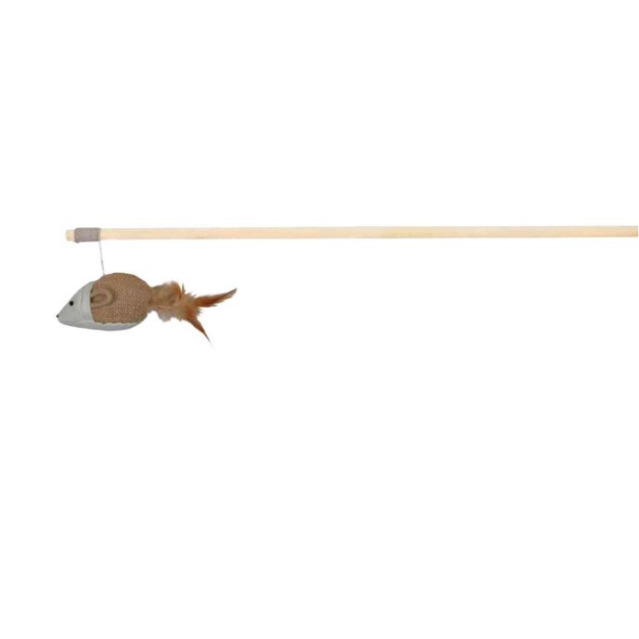 TRIXIE Meškerė su pele ir plunksnomis, medis/džiutas, 50 cm iš toli