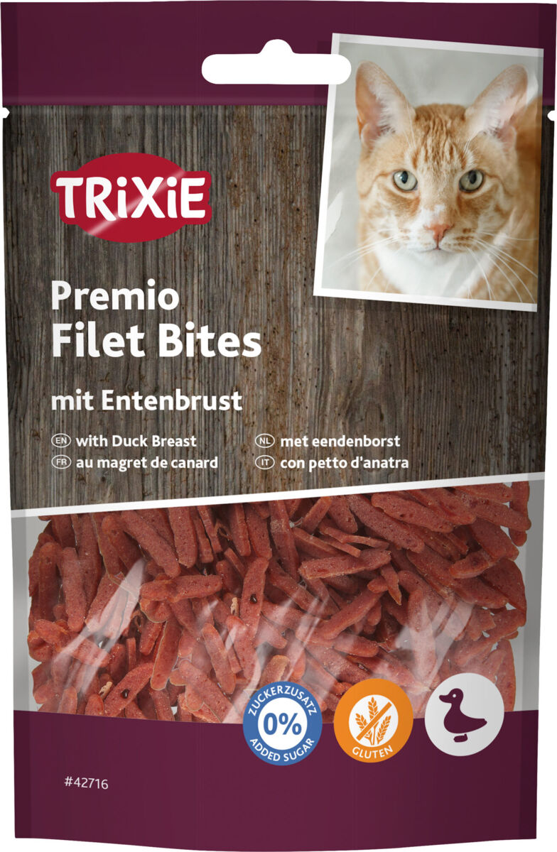 TRIXIE  PREMIO Duck Filet Bites, skanėstas katėms antienos file kąsneliai 50 g nauja pakuotė