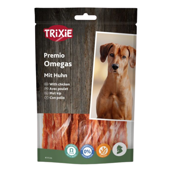 TRIXIE PREMIO Omega juostelės, vištiena, 100 g (pak.6)