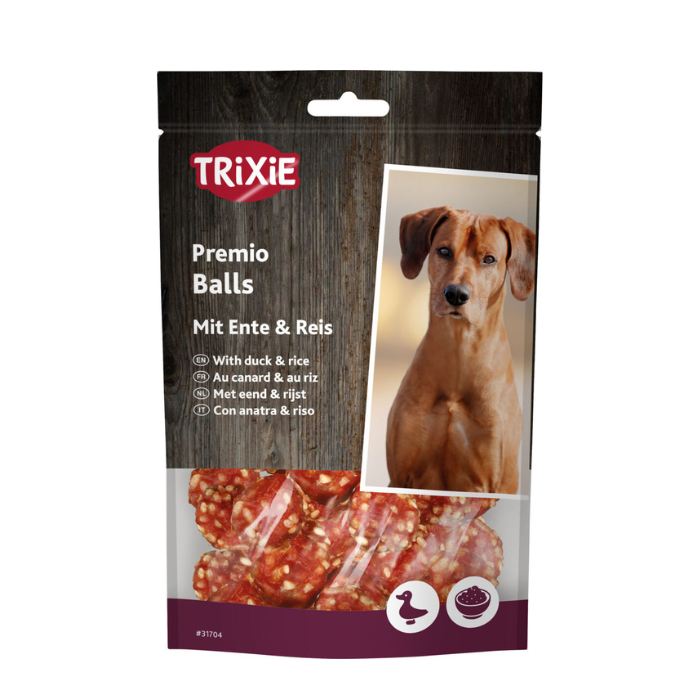 TRIXIE  PREMIO Ryžių ir antienos rutuliukai, 80 g nauja pakuotės išvaizda