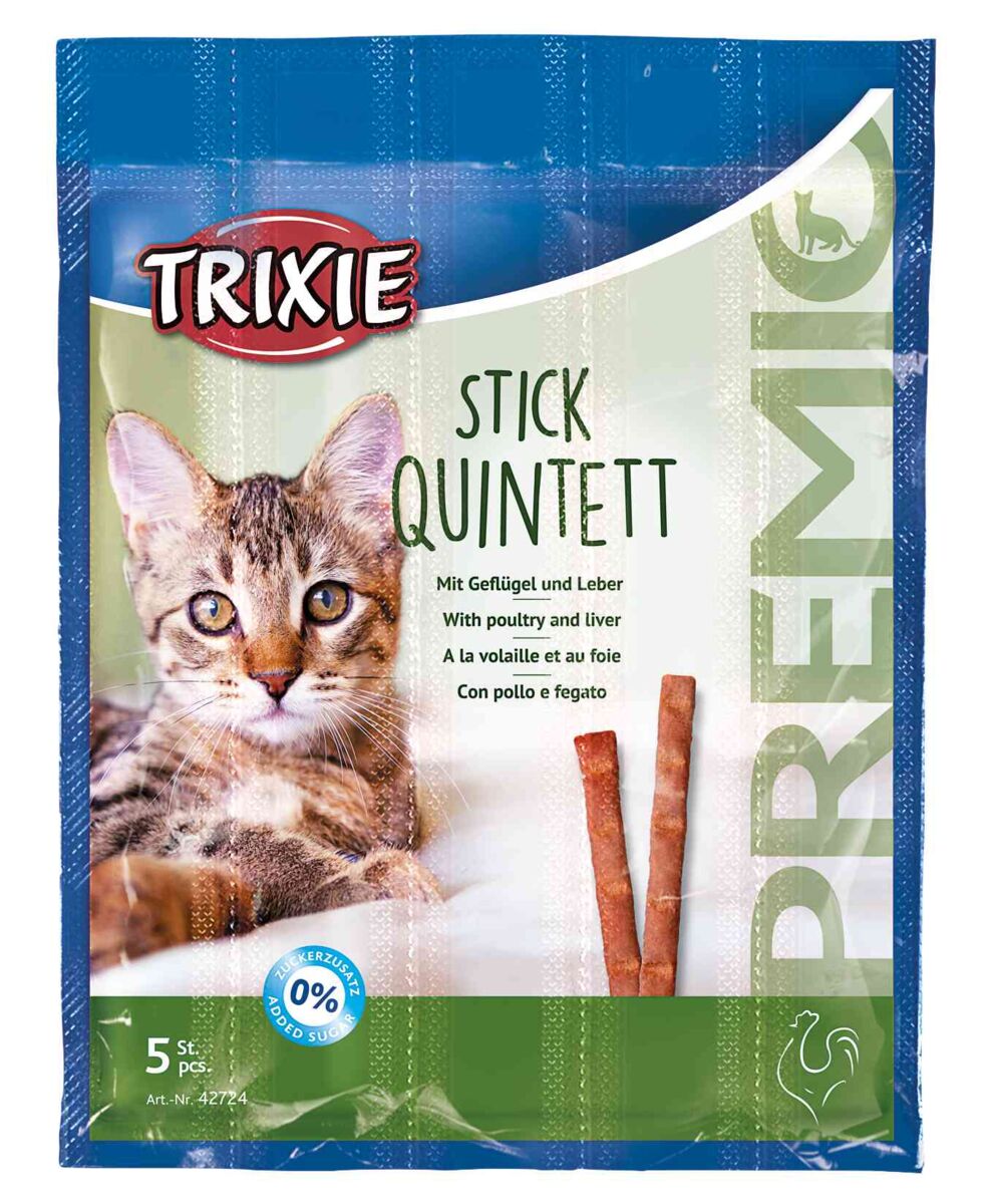 TRIXIE  PREMIO Stick Quintett, poultry-liver, skanėstas katėms 5x5 g