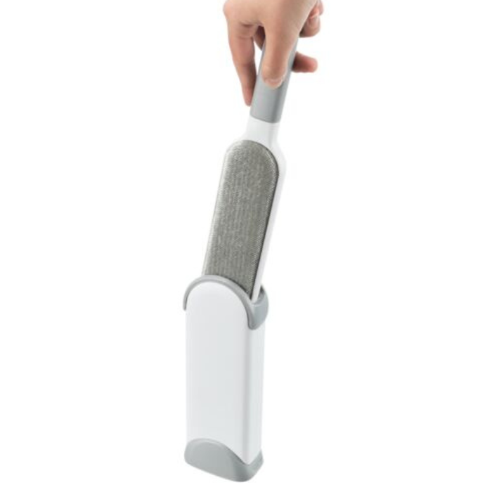 TRIXIE Pūkų surinkimo šepetys su talpa pūkams, 33 cm, baltas/pilkas valdymas