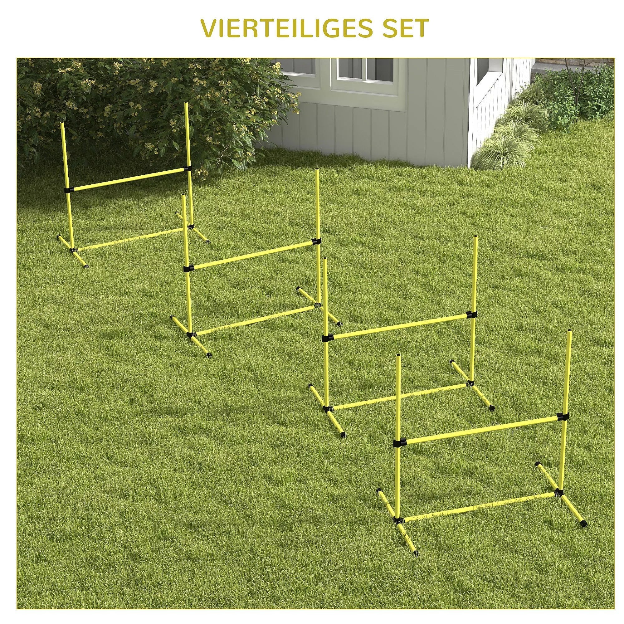 Šunų Agility rinkinys, kliūtys/slalomo kartys/žemės kartys, nešiojimo krepšys, tvirtas, geltonas
