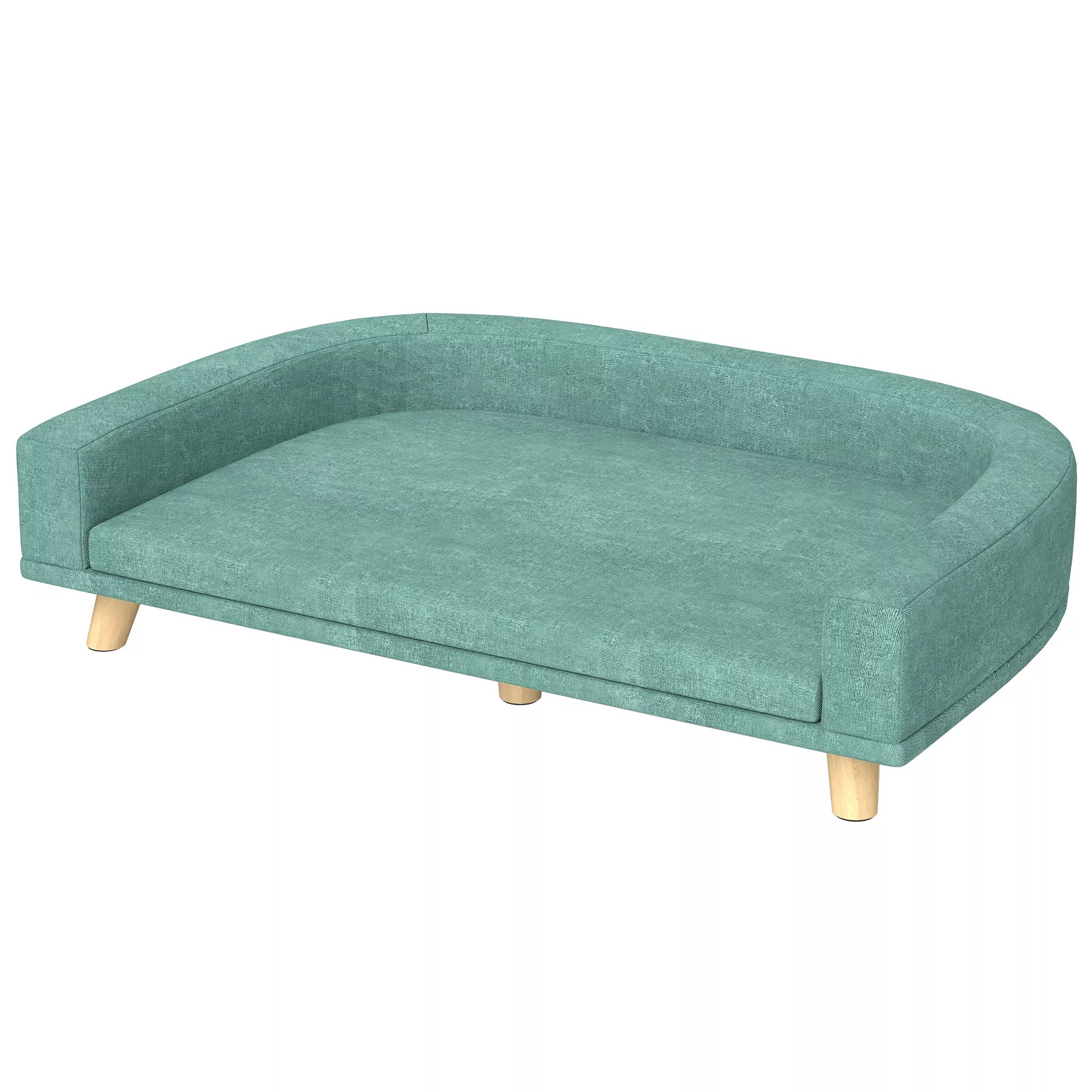 Šunų lova, šunų sofa, naminių gyvūnėlių sofa, Eukalipto mediena, 98 x 67 x 25 cm, Žalia