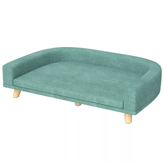 Šunų lova, šunų sofa, naminių gyvūnėlių sofa, Eukalipto mediena, 98 x 67 x 25 cm, Žalia