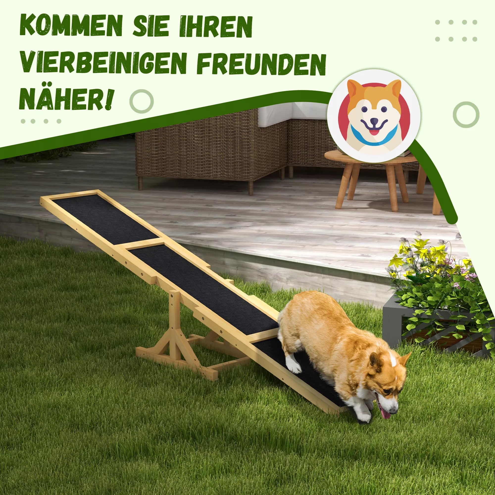 Šunų balansyras Agility treniruotėms, neslystantis, atlaiko iki 50 kg, 180 x 30 x 30 cm