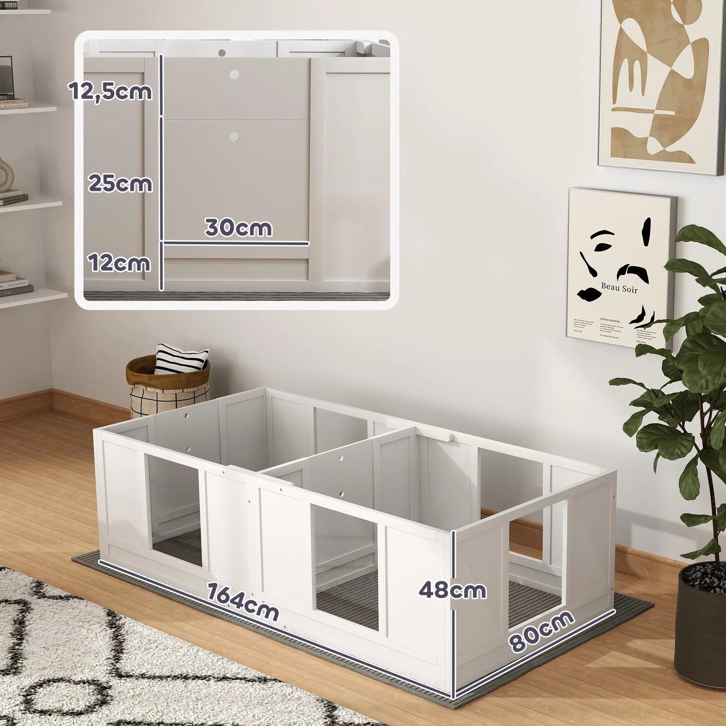 Šuniukų aptvaras šunims, su permatomomis panelėmis, 2 skyrių dizainas, mažiesiems šunims