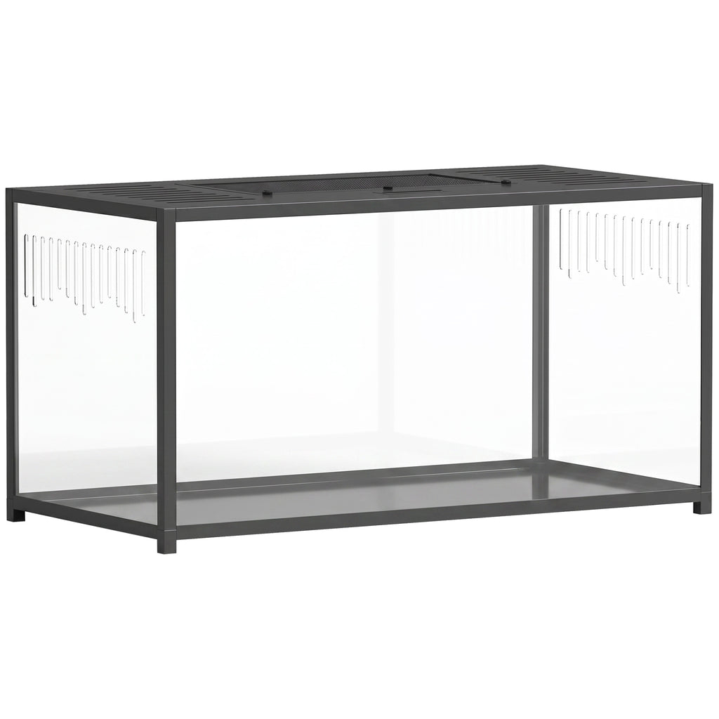 Žiurkėnų narvas 100x50x52,5 cm, akrilinis, su atidaromu dangčiu, durelėmis ir giliu padėklu, juodas