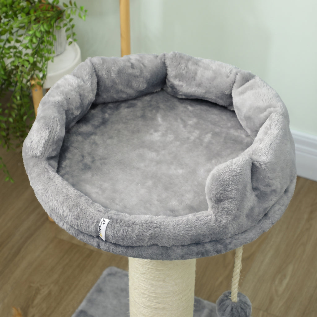Draskyklė 83 cm su guoliu, sizalio stulpu ir žaislu, katėms iki 6 kg, 55x55 cm, pilka