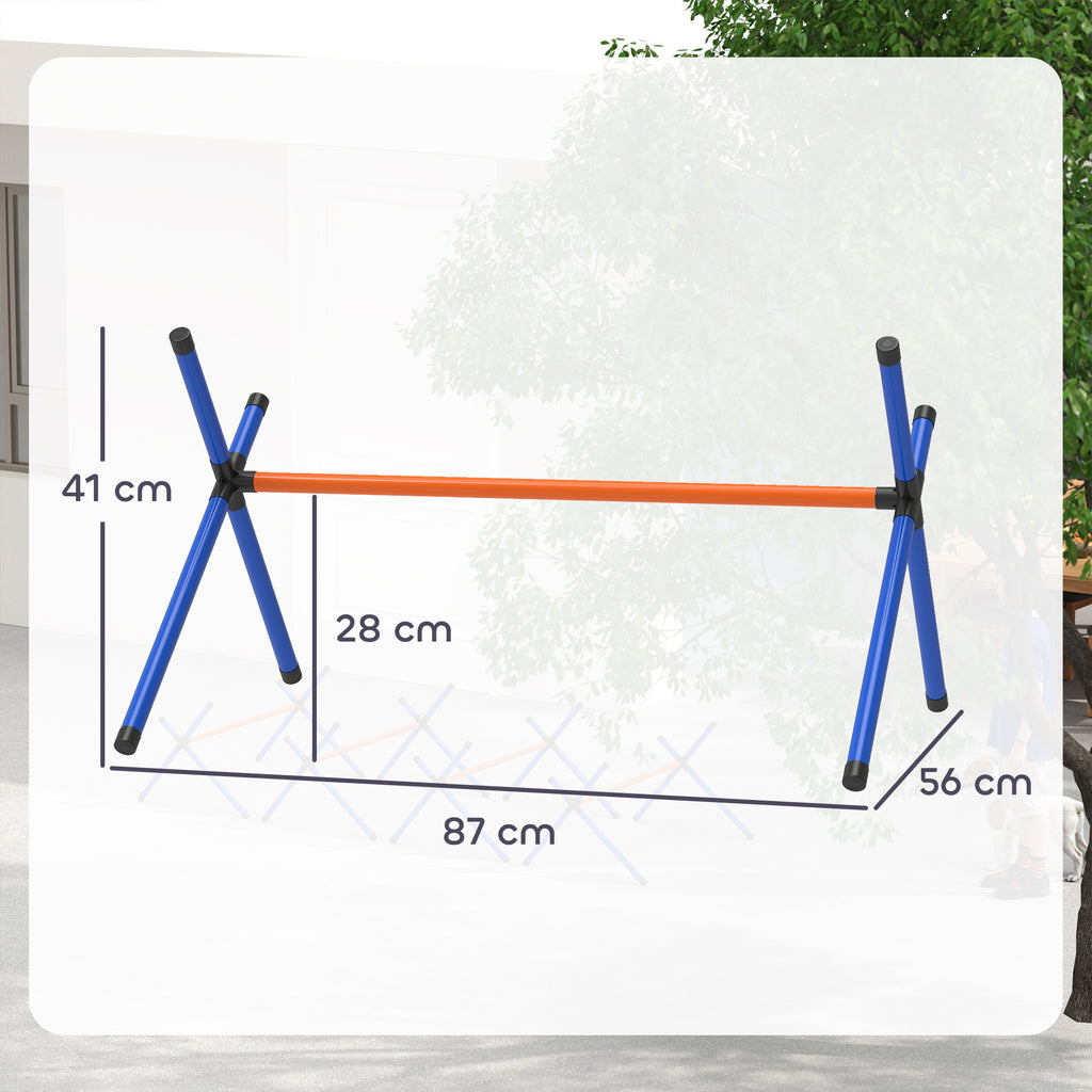 Agility rinkinys šunims su 4 barjerais, reguliuojamo aukščio 13–28 cm, su krepšiu, mažiems šunims, oranžinis
