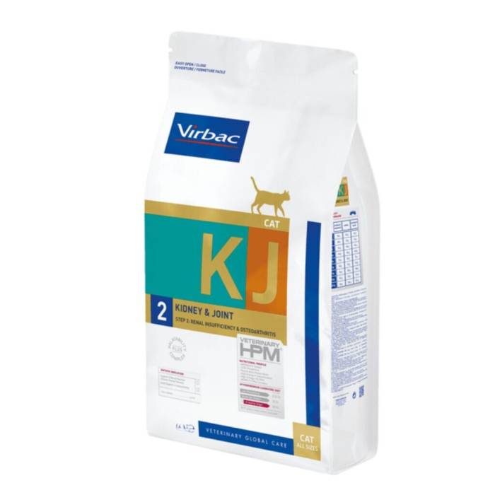 Virbac HPM KJ2 Kidney&Joint Cat sausas pašaras katėms sergančioms inkstų nepakankamumu