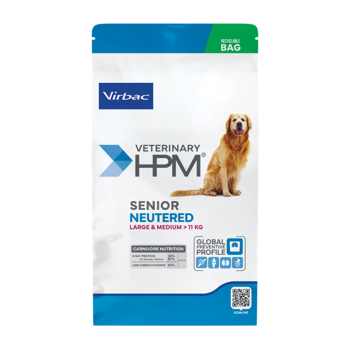 Virbac Veterinary HPM Senior Neutered Dog Large & Medium sausas pašaras pagyvenusiems didelių ir vidutinių veislių šunims 12kg
